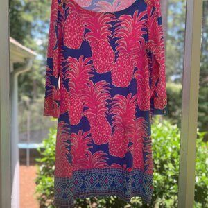 Lilly Pulitzer Pineapple Print Blue and Pink Dress